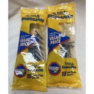 2 Packs Of Schick Twin Blade Disposable Razors 10 pack | NOS